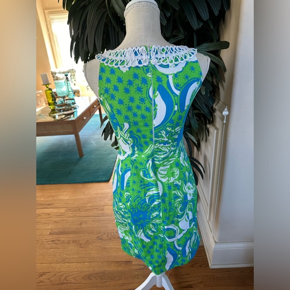 💚💙Lilly Pulitzer Limeade Roar of The Jungle Blue & Green Shift Dress Size 0💚 - Picture 8 of 16